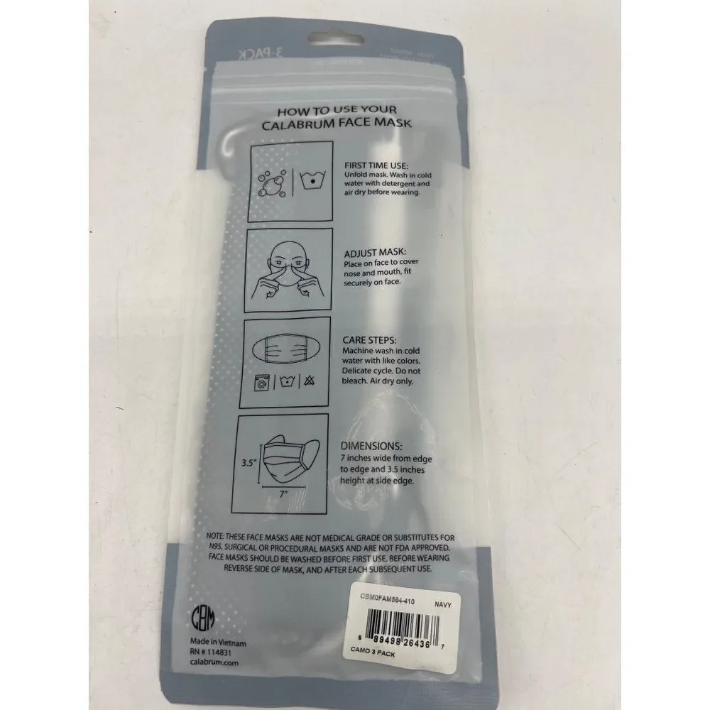 Calabrum Reversible Face Mask 3-Pack OSFM <3